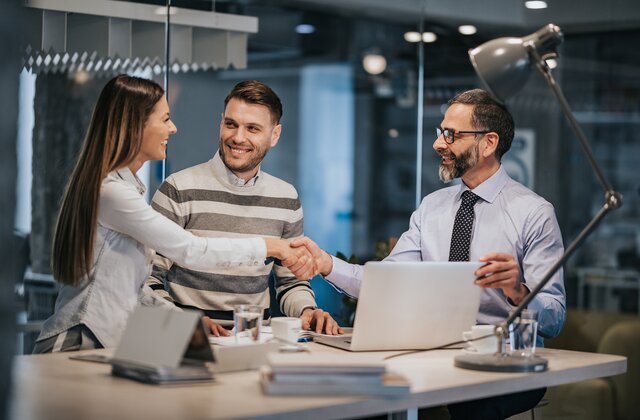 Business discussion and handshake